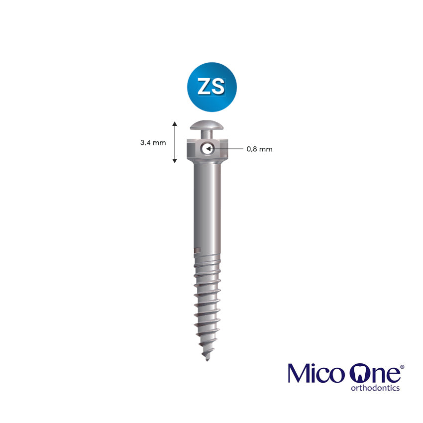 Microimplants MicoOne®ZS, mushroom head, round hole, semi-threaded