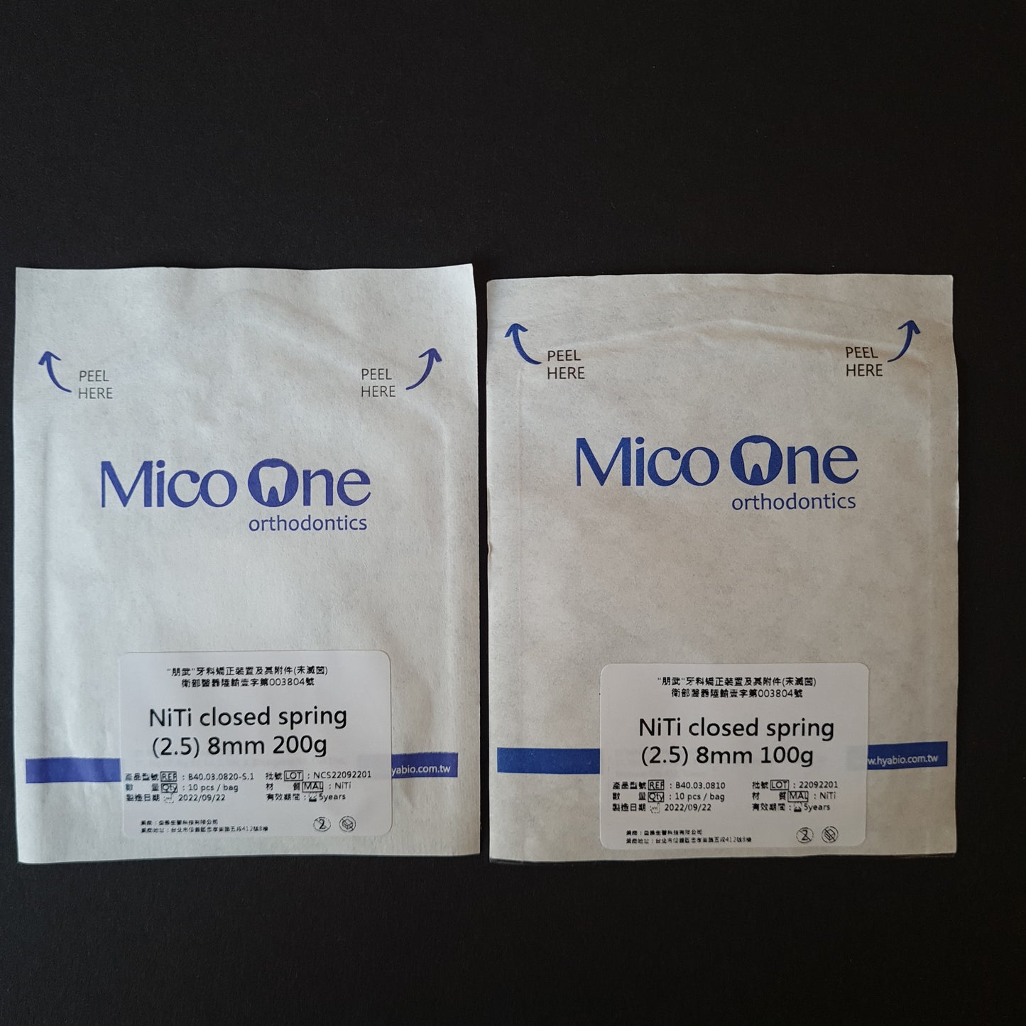 Resorte NiTi Cerrado con ojales MicoOne® 8 mm (10 und.)